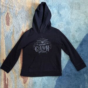 Kids Black Hoodie with Johnny Cash Design